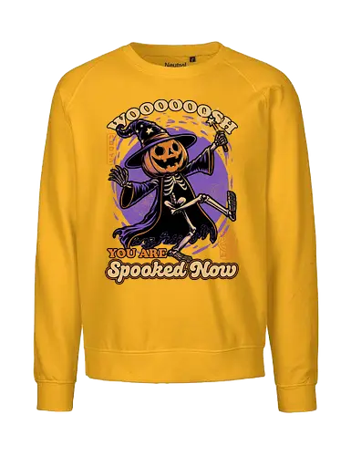 Spooky Pumpkin Wizard - wizard, ritual, magic, magical, halloween, carving, smile, creepy, spooky, autumn, skull, skeleton, samhaim, pumpkin, fun, funny, cute, Scary, autumn, october, spooky season - Fairtrade Sweatshirt