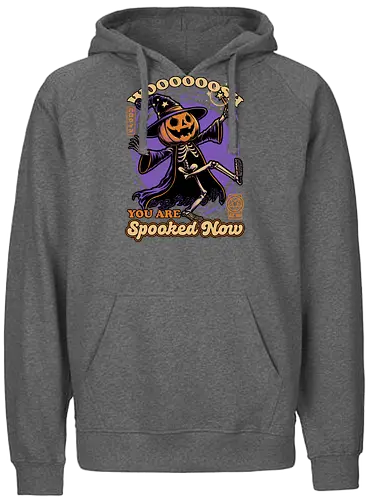 Spooky Pumpkin Wizard - wizard, ritual, magic, magical, halloween, carving, smile, creepy, spooky, autumn, skull, skeleton, samhaim, pumpkin, fun, funny, cute, Scary, autumn, october, spooky season - Fairtrade Hoodie