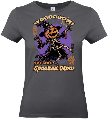 Spooky Pumpkin Wizard - wizard, ritual, magic, magical, halloween, carving, smile, creepy, spooky, autumn, skull, skeleton, samhaim, pumpkin, fun, funny, cute, Scary, autumn, october, spooky season - Standard T-Shirt (Women)