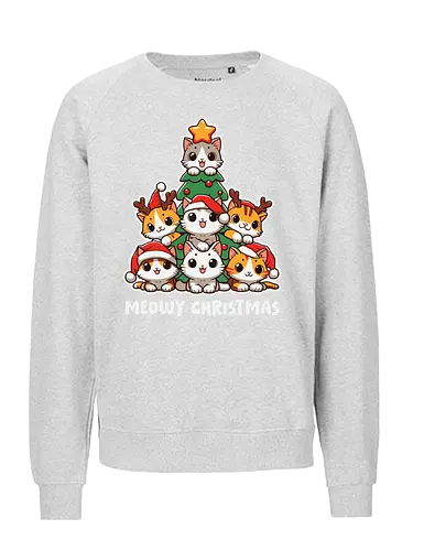  cute kitten tree - cats, christmas, holiday, cartoon, cute, festive, tree, hats, star, greeting - Fairtrade Sweatshirt