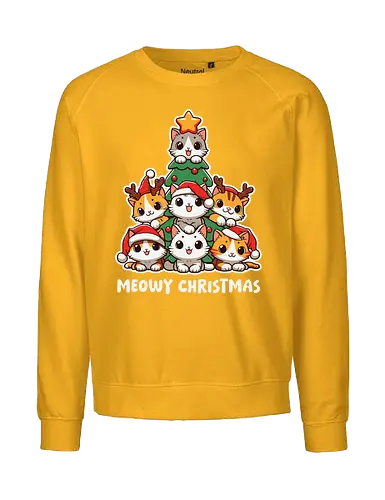  cute kitten tree - cats, christmas, holiday, cartoon, cute, festive, tree, hats, star, greeting - Fairtrade Sweatshirt