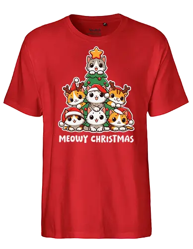  cute kitten tree - cats, christmas, holiday, cartoon, cute, festive, tree, hats, star, greeting - Fairtrade T-Shirt
