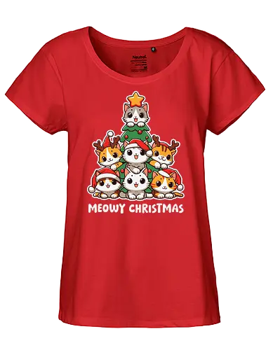  cute kitten tree - cats, christmas, holiday, cartoon, cute, festive, tree, hats, star, greeting - Fairtrade Girl Shirt