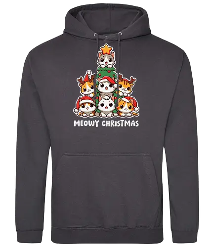  cute kitten tree - cats, christmas, holiday, cartoon, cute, festive, tree, hats, star, greeting - Standard Hoodie