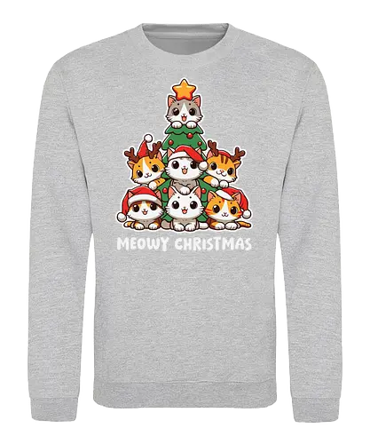  cute kitten tree - cats, christmas, holiday, cartoon, cute, festive, tree, hats, star, greeting - Sweatshirt