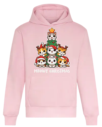  cute kitten tree - cats, christmas, holiday, cartoon, cute, festive, tree, hats, star, greeting - Heavyweight Hoodie