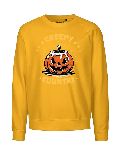 Creepy Country - halloween, jack-o'-lantern, candle, spooky, stars, glow, night, orange, eerie, festive - Fairtrade Sweatshirt