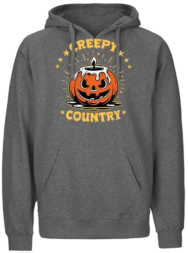 Creepy Country - halloween, jack-o'-lantern, candle, spooky, stars, glow, night, orange, eerie, festive - Fairtrade Hoodie