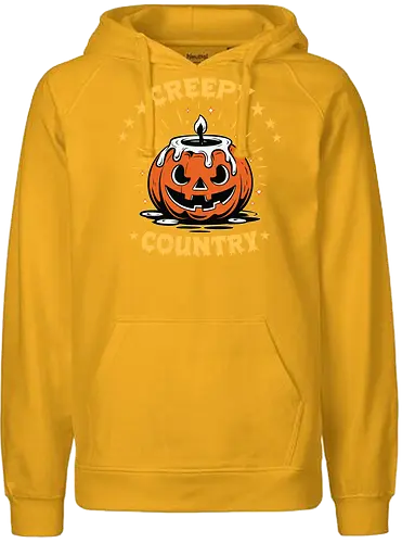 Creepy Country - halloween, jack-o'-lantern, candle, spooky, stars, glow, night, orange, eerie, festive - Fairtrade Hoodie