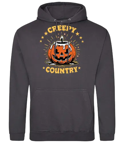 Creepy Country - halloween, jack-o'-lantern, candle, spooky, stars, glow, night, orange, eerie, festive - Standard Hoodie