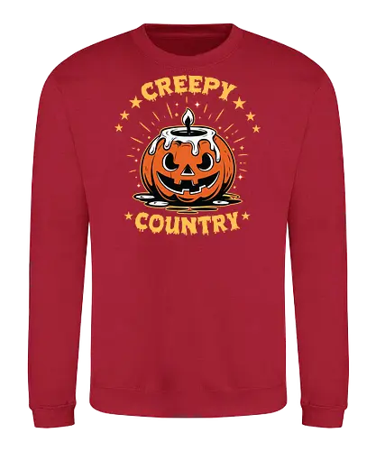 Creepy Country - halloween, jack-o'-lantern, candle, spooky, stars, glow, night, orange, eerie, festive - Sweatshirt