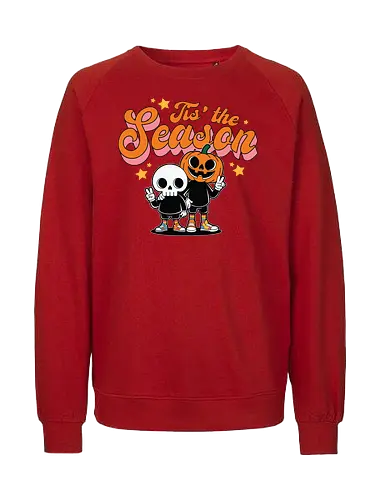 Tis' the Season - halloween, cartoon, pumpkin, skeleton, peace sign, seasonal, festive, lettering, stars, friendship - Fairtrade Sweatshirt