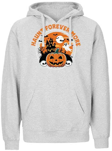  Haunt Forever More - dark, halloween, haunted house, pumpkin, ghost, bat, moon, skull, spooky, horror - Fairtrade Hoodie