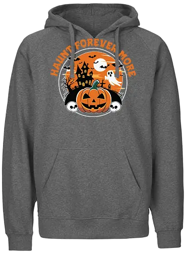  Haunt Forever More - dark, halloween, haunted house, pumpkin, ghost, bat, moon, skull, spooky, horror - Fairtrade Hoodie