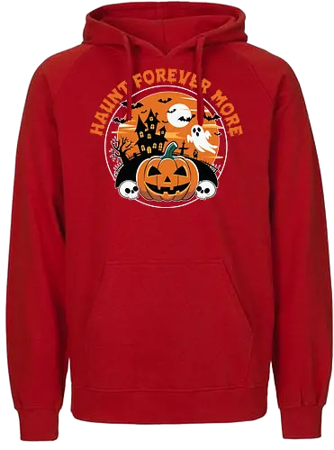  Haunt Forever More - dark, halloween, haunted house, pumpkin, ghost, bat, moon, skull, spooky, horror - Fairtrade Hoodie
