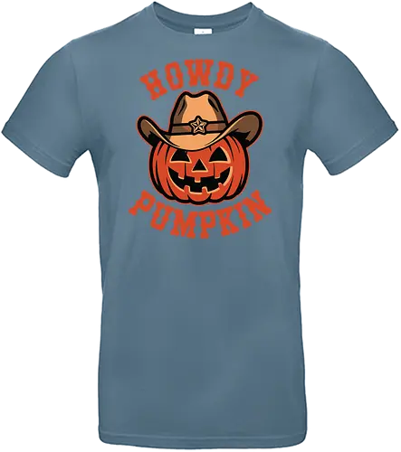 Howdy Pumpkin - halloween, pumpkin, cowboy hat, western, festive, autumn, jack-o'-lantern, humorous, greeting, design - Standard T-Shirt