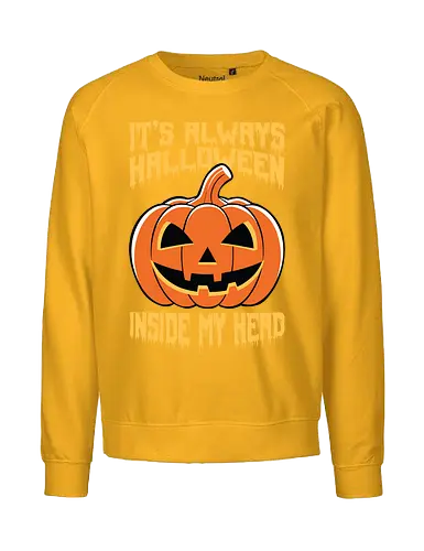 It's Always Halloween Inside My Head - halloween, jack-o'-lantern, pumpkin, spooky, orange, typography, festive, text, decoration - Fairtrade Sweatshirt