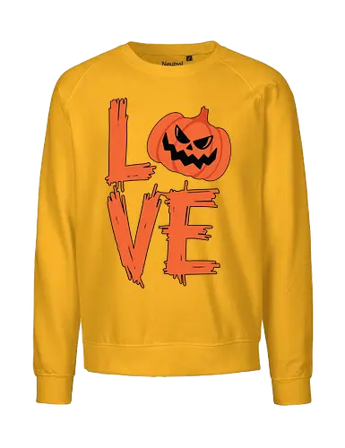 LOVE HALLOWEEN - halloween, jack-o'-lantern, typography, orange, spooky, love, creative design, menacing, pumpkin - Fairtrade Sweatshirt