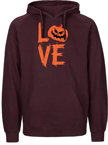 LOVE HALLOWEEN - halloween, jack-o'-lantern, typography, orange, spooky, love, creative design, menacing, pumpkin - Fairtrade Hoodie