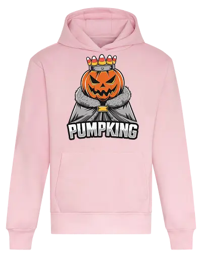 PUMPKING - halloween, pumpkin, jack-o'-lantern, crown, candy corn, royalty, robe, text, graphic design - Heavyweight Hoodie