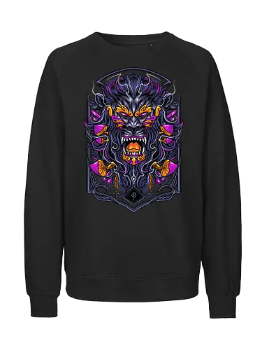 great Leo zodiac  - zodiac, leo, lion, mushroom, psycadelic, art, magic, cool, logo, mascot, illustration, wild, beast, horror, halloween - Fairtrade Sweatshirt