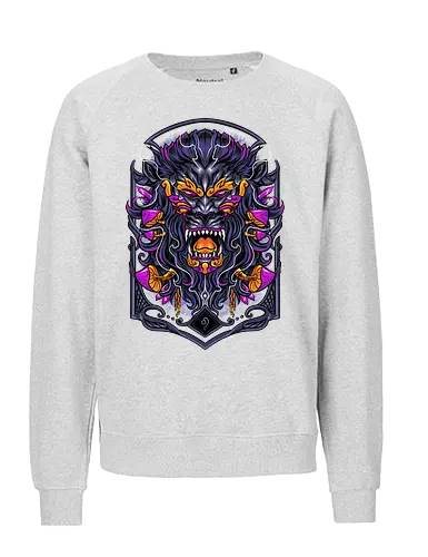 great Leo zodiac  - zodiac, leo, lion, mushroom, psycadelic, art, magic, cool, logo, mascot, illustration, wild, beast, horror, halloween - Fairtrade Sweatshirt