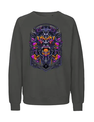 great Leo zodiac  - zodiac, leo, lion, mushroom, psycadelic, art, magic, cool, logo, mascot, illustration, wild, beast, horror, halloween - Fairtrade Sweatshirt