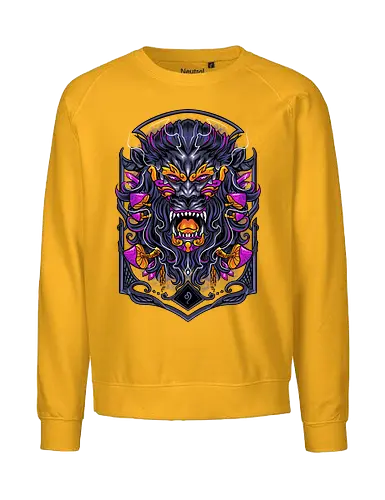 great Leo zodiac  - zodiac, leo, lion, mushroom, psycadelic, art, magic, cool, logo, mascot, illustration, wild, beast, horror, halloween - Fairtrade Sweatshirt