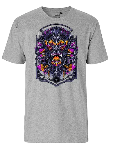 great Leo zodiac  - zodiac, leo, lion, mushroom, psycadelic, art, magic, cool, logo, mascot, illustration, wild, beast, horror, halloween - Fairtrade T-Shirt