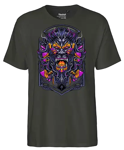 great Leo zodiac  - zodiac, leo, lion, mushroom, psycadelic, art, magic, cool, logo, mascot, illustration, wild, beast, horror, halloween - Fairtrade T-Shirt