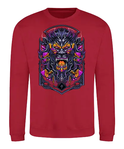 great Leo zodiac  - zodiac, leo, lion, mushroom, psycadelic, art, magic, cool, logo, mascot, illustration, wild, beast, horror, halloween - Sweatshirt