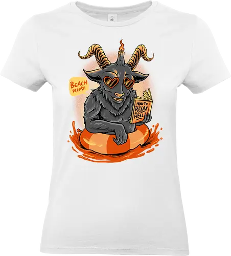 relax time of evil  - demon, satan, sheep, goat, relax, swim, animal, hell, cute, fun - Standard T-Shirt (Women)