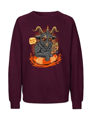 relax time of evil  - demon, satan, sheep, goat, relax, swim, animal, hell, cute, fun - Fairtrade Sweatshirt