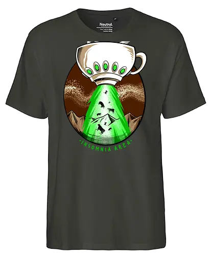 good infected - coffee, caffeine, cool, latte, cafe, insomnia, drink, happy, ufo, alien, scifi, fantasy, horror, halloween, sleep, insomnia - Fairtrade T-Shirt
