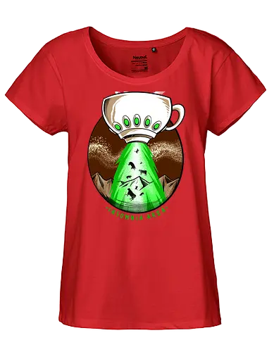 good infected - coffee, caffeine, cool, latte, cafe, insomnia, drink, happy, ufo, alien, scifi, fantasy, horror, halloween, sleep, insomnia - Fairtrade Girl Shirt
