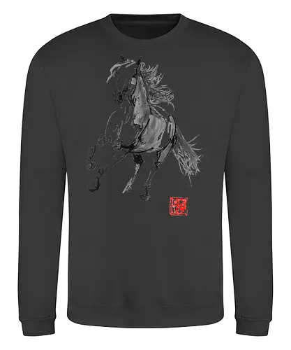 horse running - horse, sumie, japan - Sweatshirt