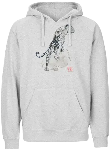 tiger on the rocks - tiger, sumie, japan, rocks - Fairtrade Hoodie