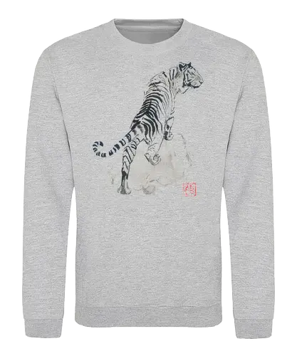tiger on the rocks - tiger, sumie, japan, rocks - Sweatshirt