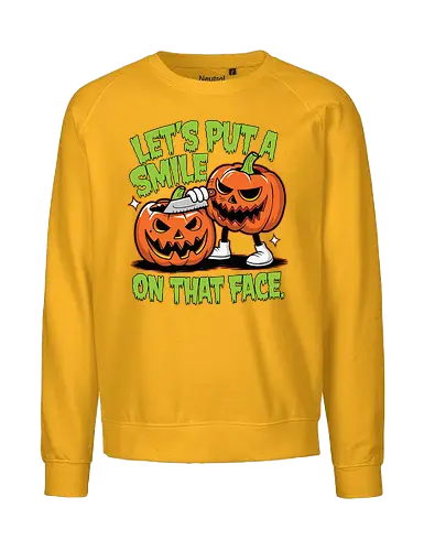 Let's put a smile on that face - halloween, pumpkins, carving, humor, spooky, playful, mischievous, grin - Fairtrade Sweatshirt