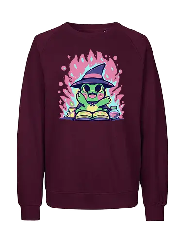 Witchy Spell Frog - frog, witch frog, Hokuspokus, Frosch, Halloween, Zauber, kawaii, niedlich, froschig, Hexenfrosch, magischer Frosch, Froschzauber, Hokus Croakus, rosa, grün, magisch, Wortspiel - Fairtrade Sweatshirt