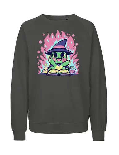 Witchy Spell Frog - frog, witch frog, Hokuspokus, Frosch, Halloween, Zauber, kawaii, niedlich, froschig, Hexenfrosch, magischer Frosch, Froschzauber, Hokus Croakus, rosa, grün, magisch, Wortspiel - Fairtrade Sweatshirt