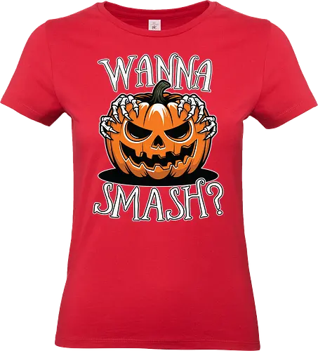 Wanna Smash? - jack-o'-lantern, pumpkin, halloween, spooky, skeletal hands, creepy - Standard T-Shirt (Women)