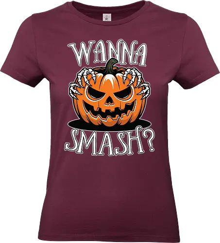 Wanna Smash? - jack-o'-lantern, pumpkin, halloween, spooky, skeletal hands, creepy - Standard T-Shirt (Women)