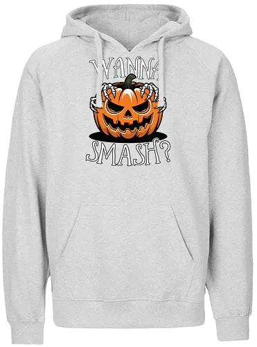 Wanna Smash? - jack-o'-lantern, pumpkin, halloween, spooky, skeletal hands, creepy - Fairtrade Hoodie