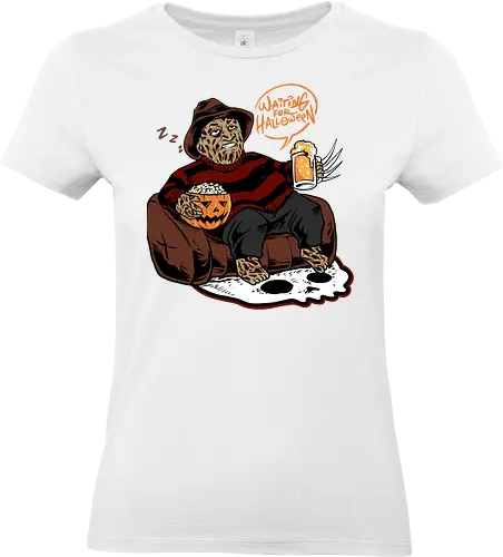 bored krueger - horror, halloween, cool, cute, fun, freddykrueger, beer, trickortreat, skull, cartoon, monster - Standard T-Shirt (Women)