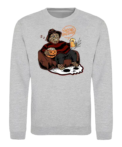 bored krueger - horror, halloween, cool, cute, fun, freddykrueger, beer, trickortreat, skull, cartoon, monster - Sweatshirt