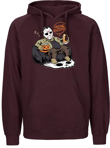 bored jason  - horror, halloween, cool, cute, fun, jasonvoorhees, mask, beer, trickortreat, drink, lazy, bored, cartoon, monster - Fairtrade Hoodie