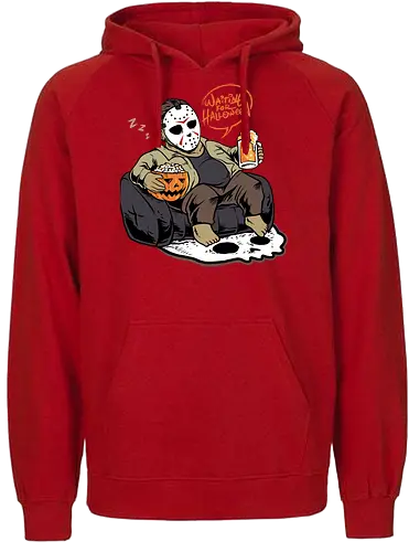bored jason  - horror, halloween, cool, cute, fun, jasonvoorhees, mask, beer, trickortreat, drink, lazy, bored, cartoon, monster - Fairtrade Hoodie