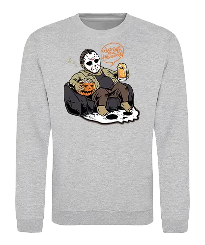 bored jason  - horror, halloween, cool, cute, fun, jasonvoorhees, mask, beer, trickortreat, drink, lazy, bored, cartoon, monster - Sweatshirt