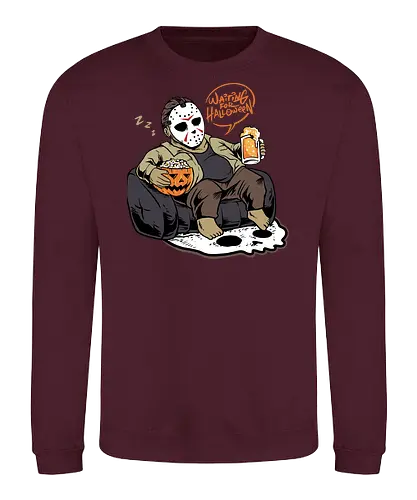bored jason  - horror, halloween, cool, cute, fun, jasonvoorhees, mask, beer, trickortreat, drink, lazy, bored, cartoon, monster - Sweatshirt